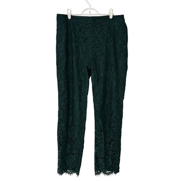 Rachel Parcell Botanica Lace Pants Women's 12 Green Scallop Hem Lined Romantic - Picture 2 of 16